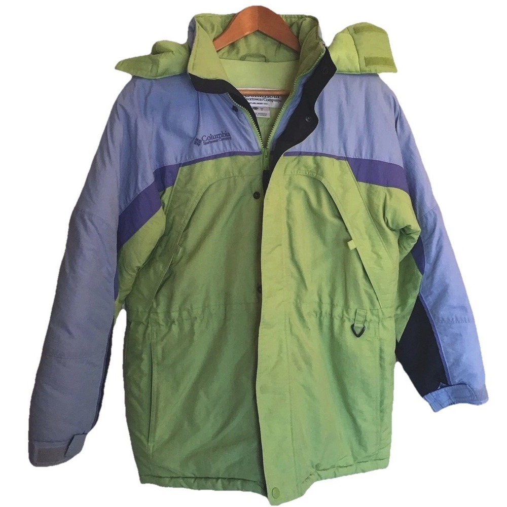 Columbia Jacket Youth Size 14 16 Winter Fire Ridge Ski Green Purple Full Zip